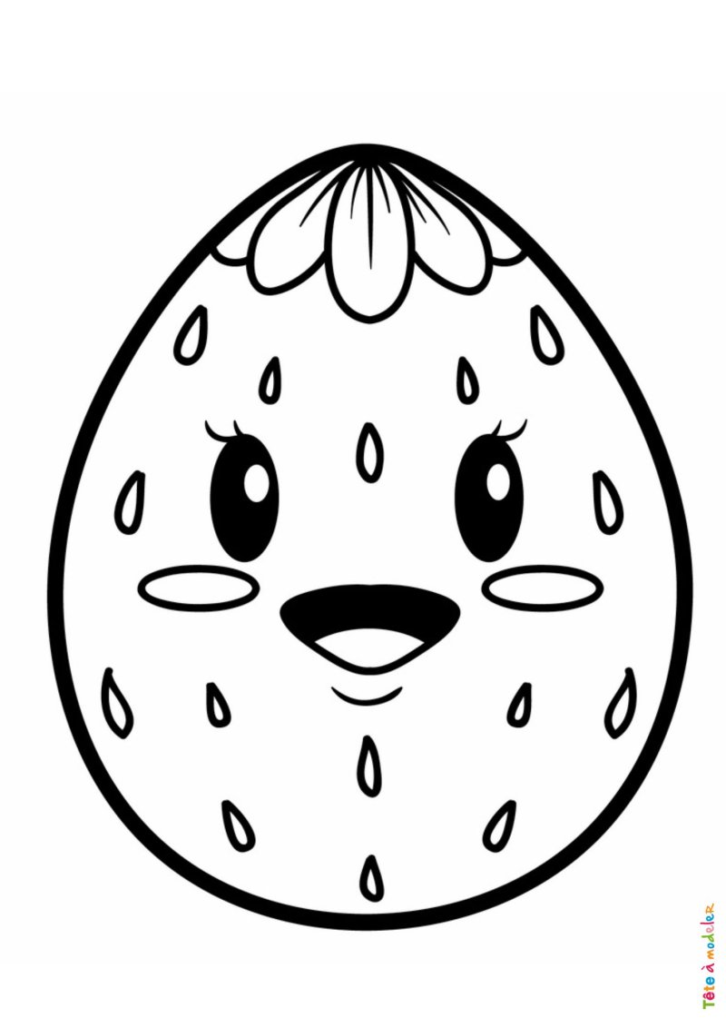 Coloriage d'un oeuf de Pâques fraise