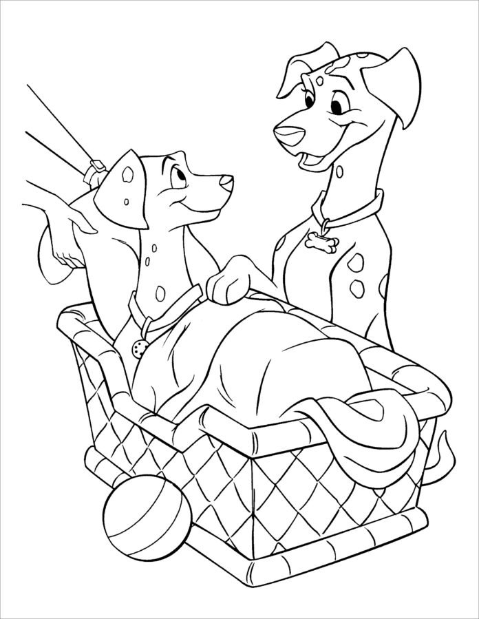 Coloriage de Perdita enceinte avec Pongo