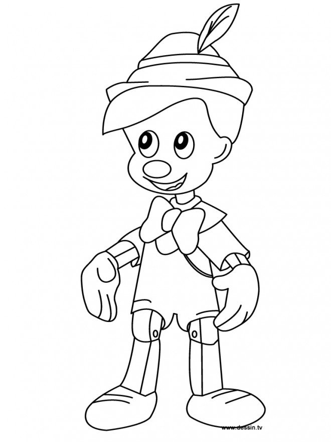 Coloriage de Pinocchio en petit garçon
