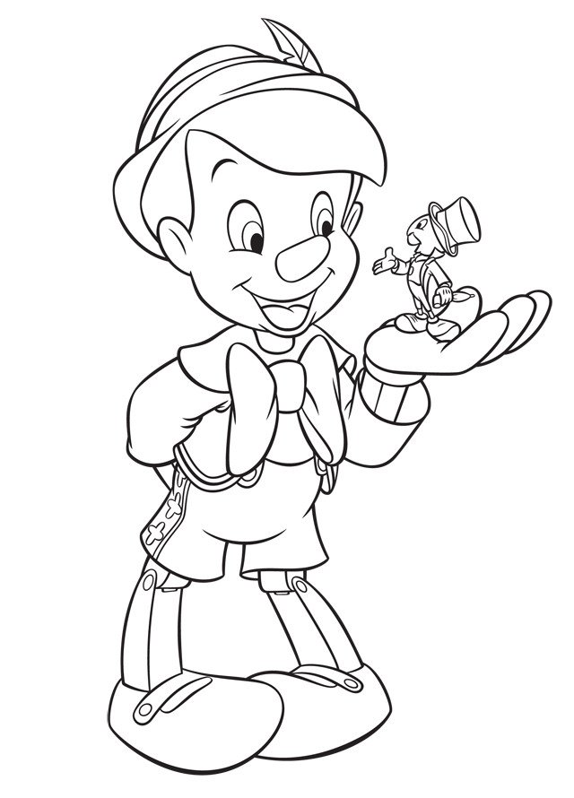 Coloriage de Pinocchio et Jiminy Cricket