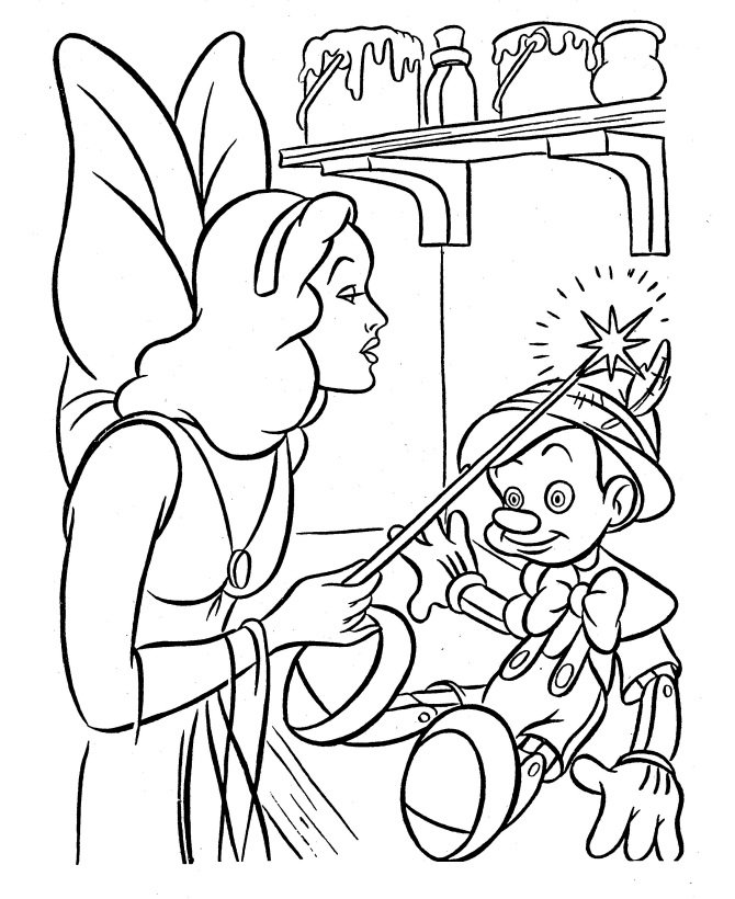 Coloriage de Pinocchio et la fée bleue