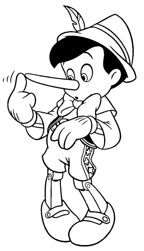Coloriage de Pinocchio qui ment