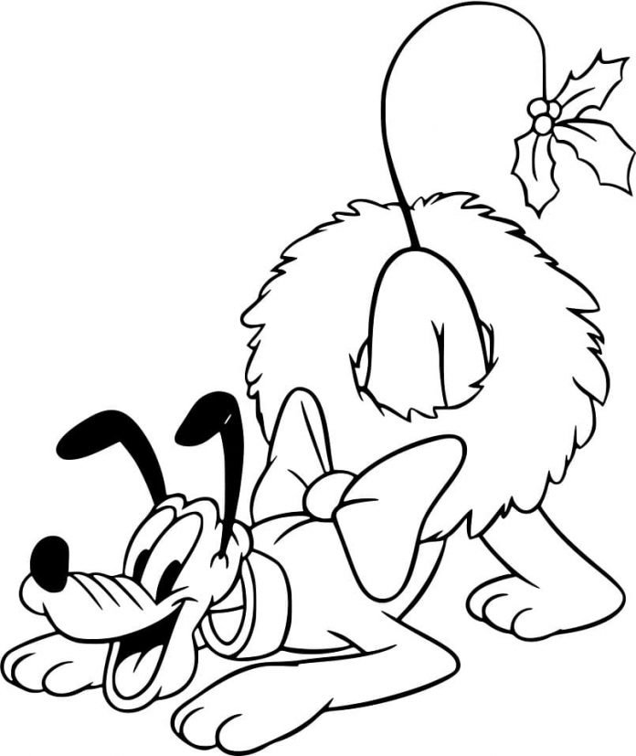 Coloriage de Pluto à Noël