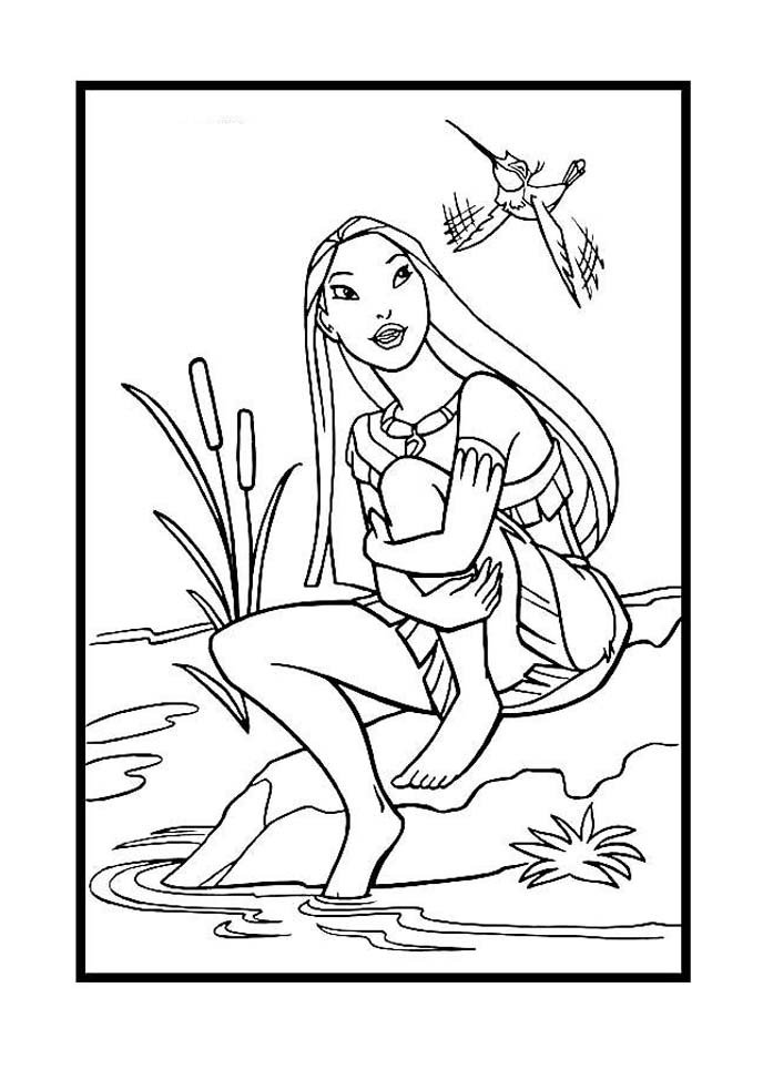 Coloriage de Pocahontas avec Flit