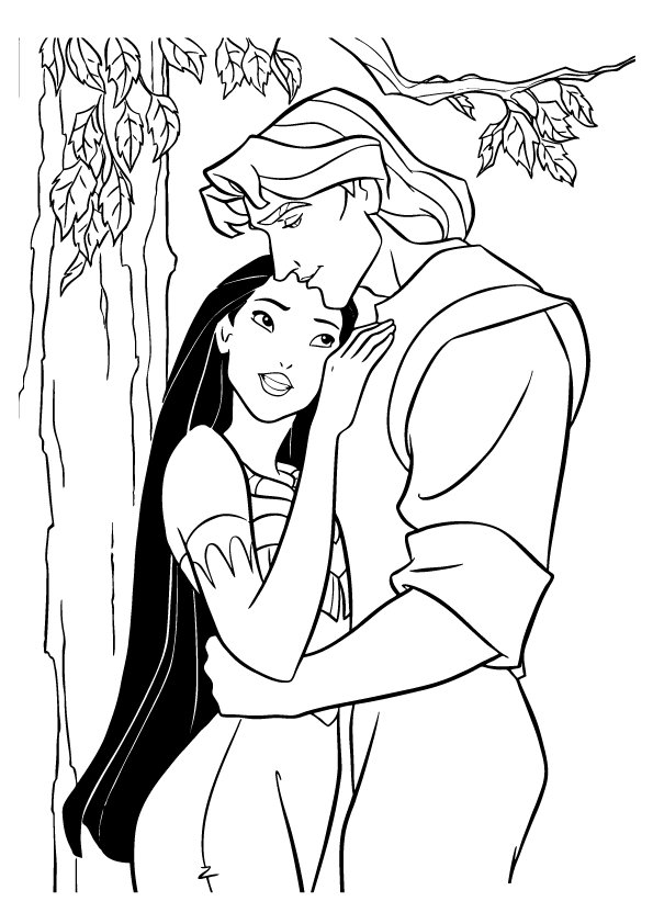 Coloriage de Pocahontas et John Smith