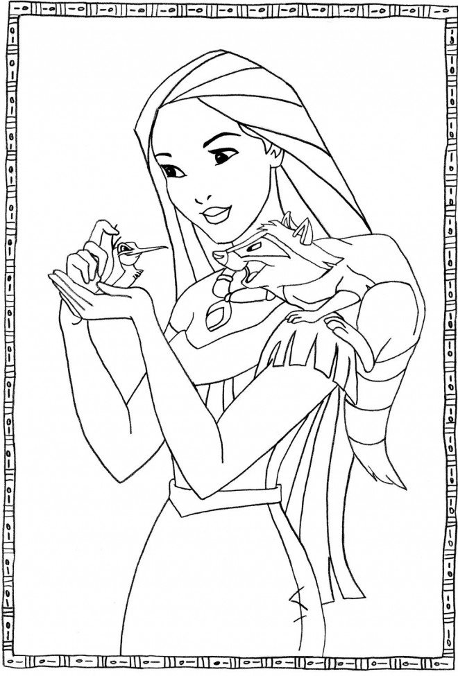 Coloriage de Pocahontas et ses amis