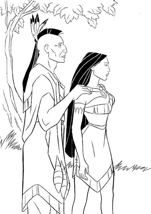 Coloriage de Pocahontas et son papa