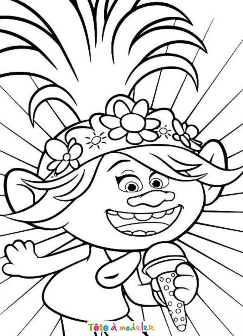 Coloriage de Poppy dans Trolls World Tour