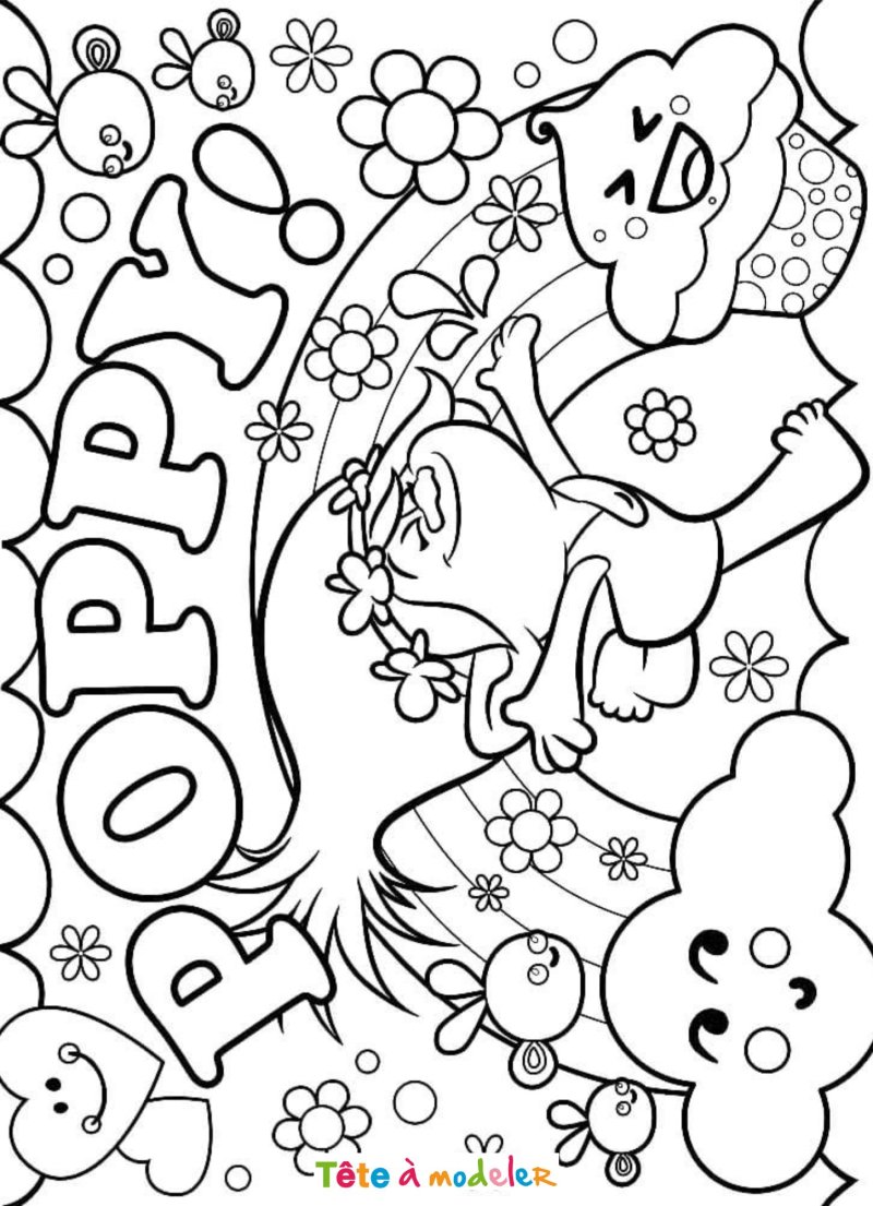 Coloriage de Poppy kawaii
