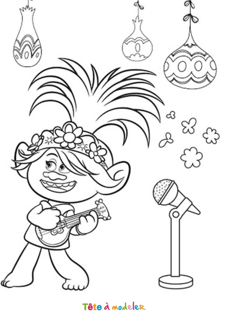 Coloriage de Poppy qui chante