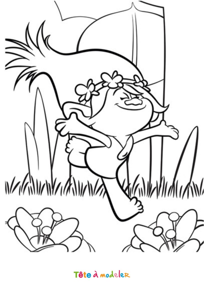 Coloriage de Poppy qui s'amuse
