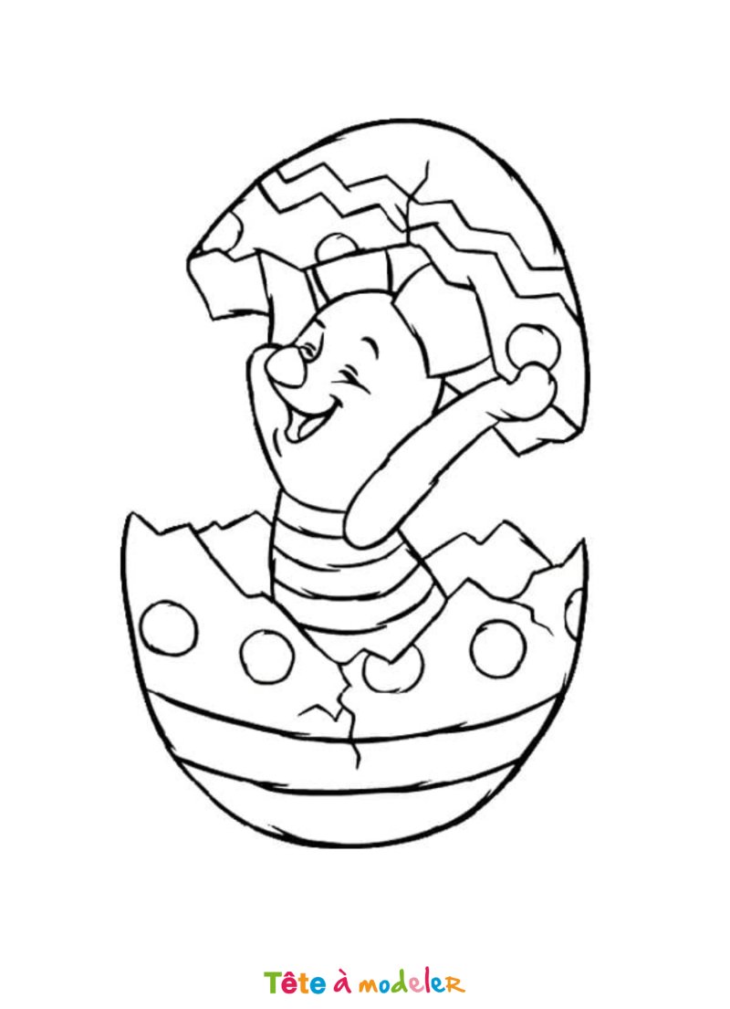Coloriage de Porcinet à Pâques à imprimer