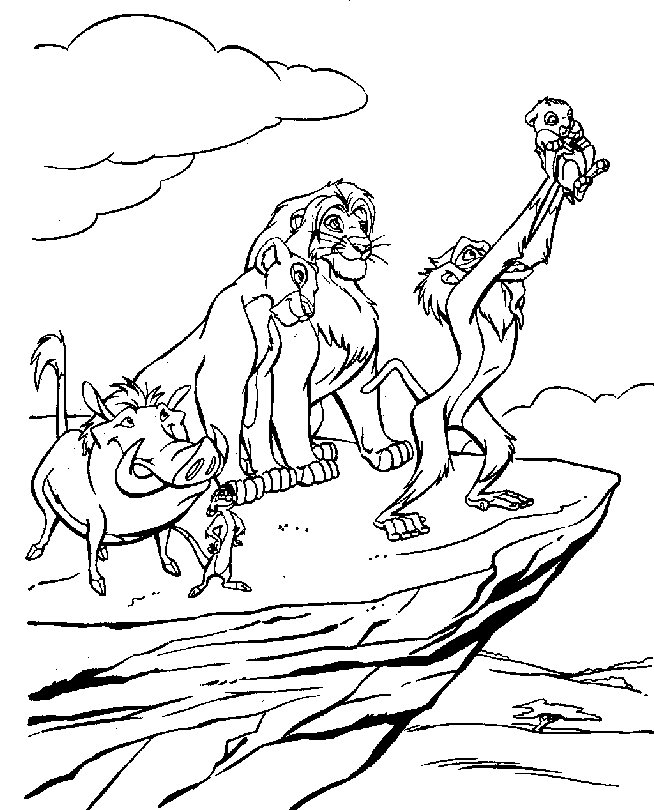 Coloriage de Rafiki qui présente Simba