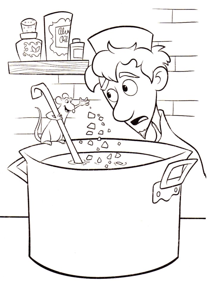 Coloriage de Ratatouille et Alfredo Linguini
