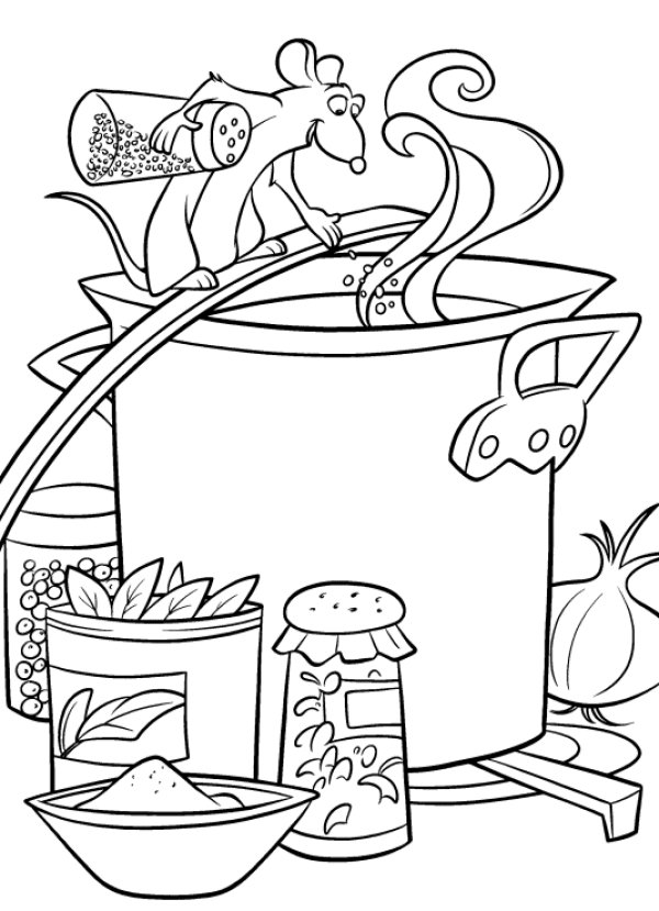 Coloriage de Ratatouille qui cuisine 