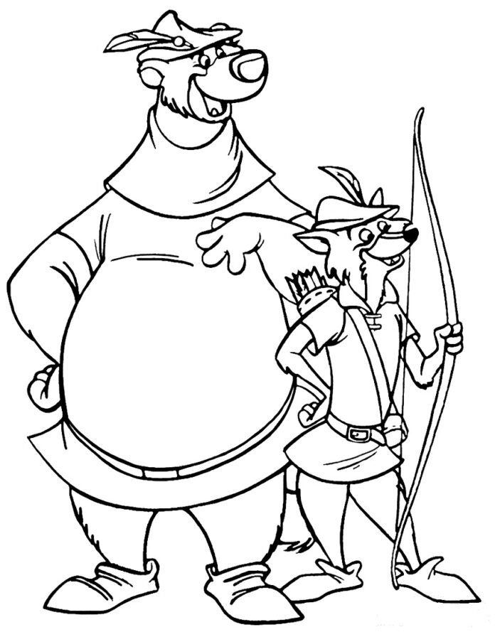 Coloriage de Robin des Bois et Petit Jean