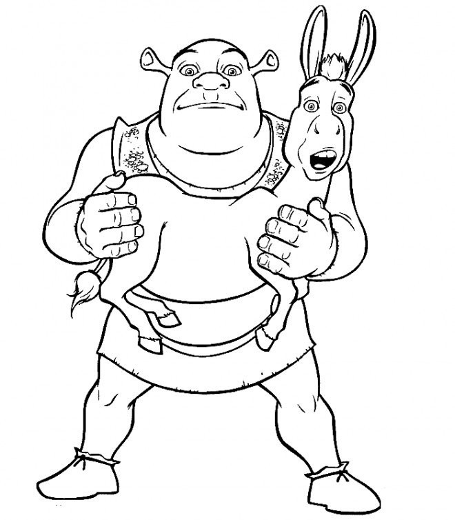 Coloriage de Shrek et l'âne 