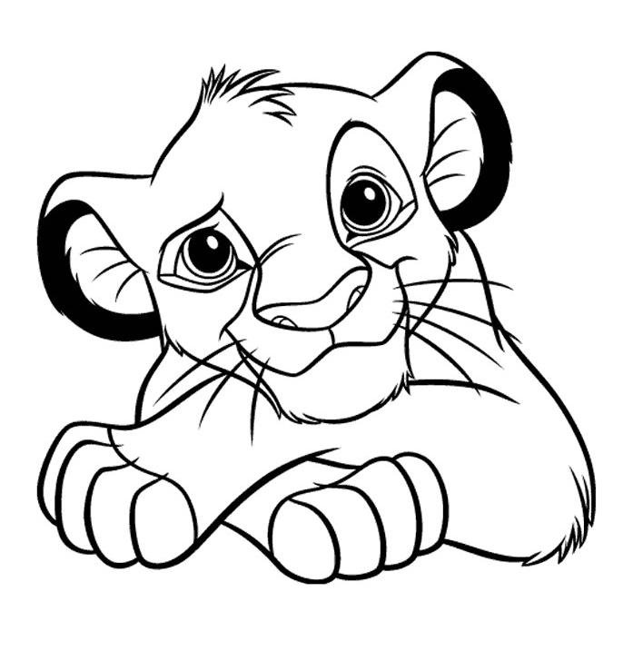 Coloriage de Simba allongé