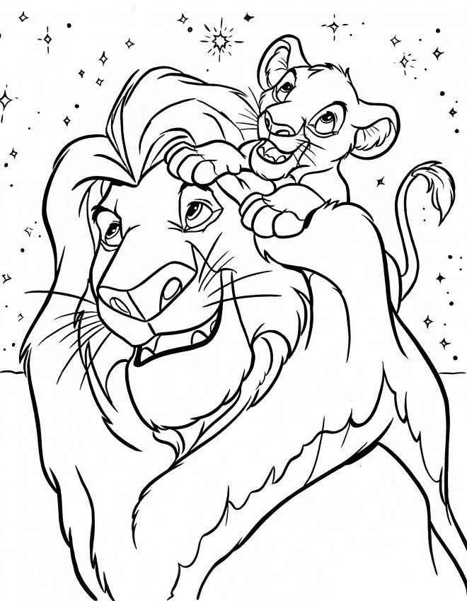 Coloriage de Simba et Mufasa