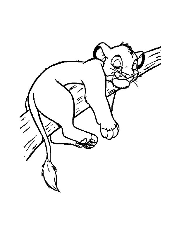 Coloriage de Simba qui dort