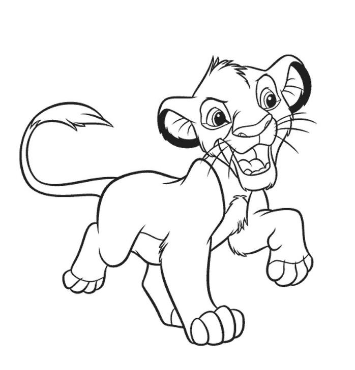 Coloriage de Simba qui joue