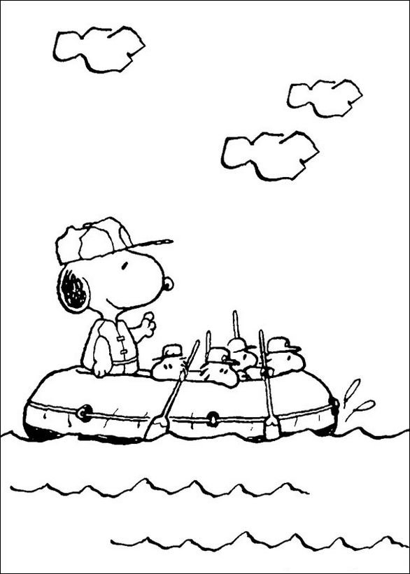 Coloriage de Snoopy à la pêche