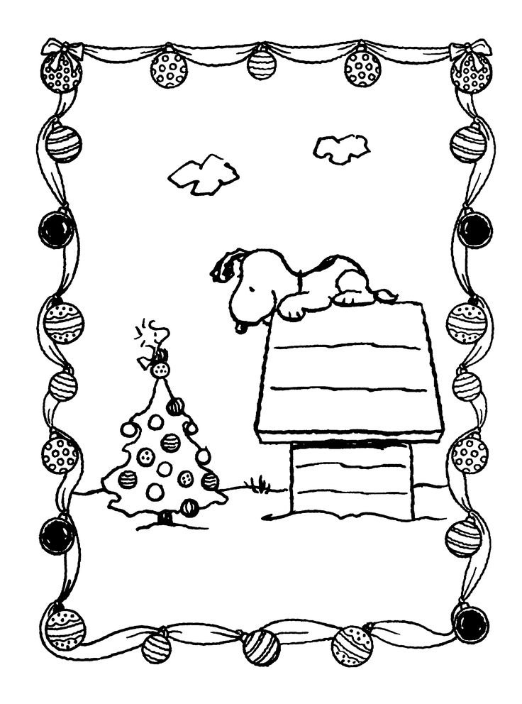 Coloriage de Snoopy à Noël