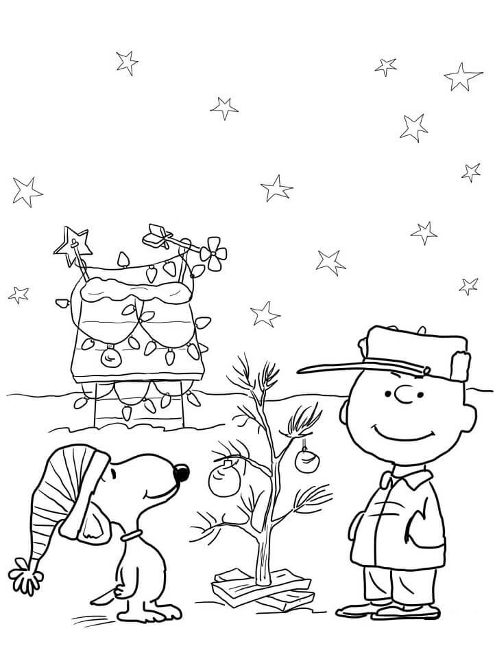 Coloriage de Snoopy en hiver