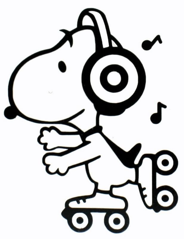 Coloriage de Snoopy en roller