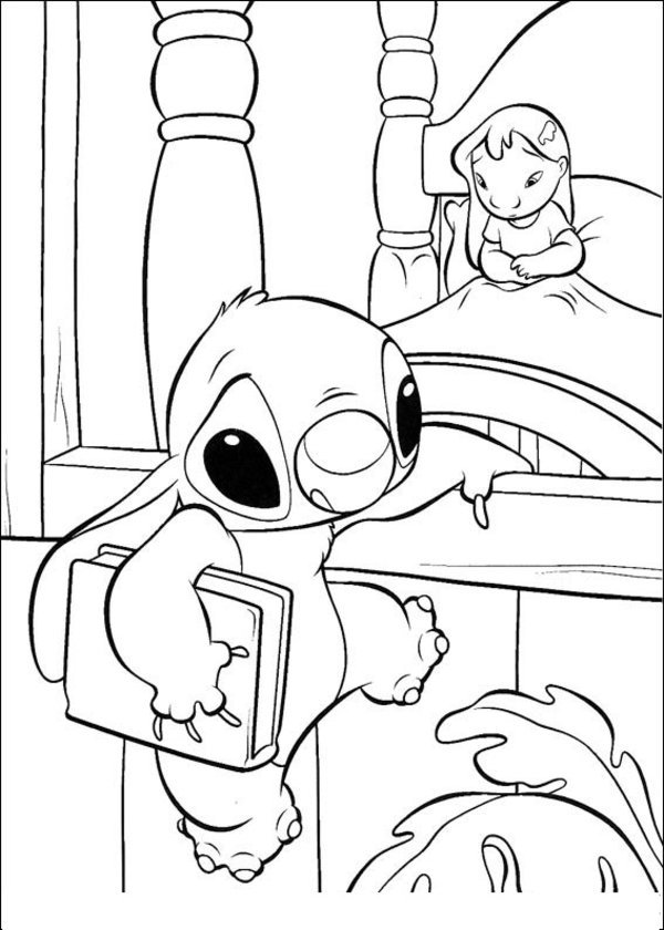 Coloriage de Stitch triste avec Lilo