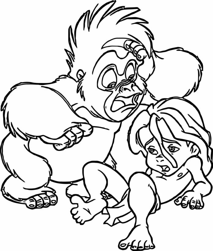Coloriage de Terk et Tarzan enfants