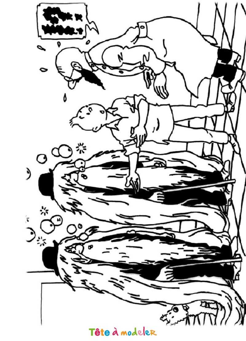 Coloriage de Tintin rigolo