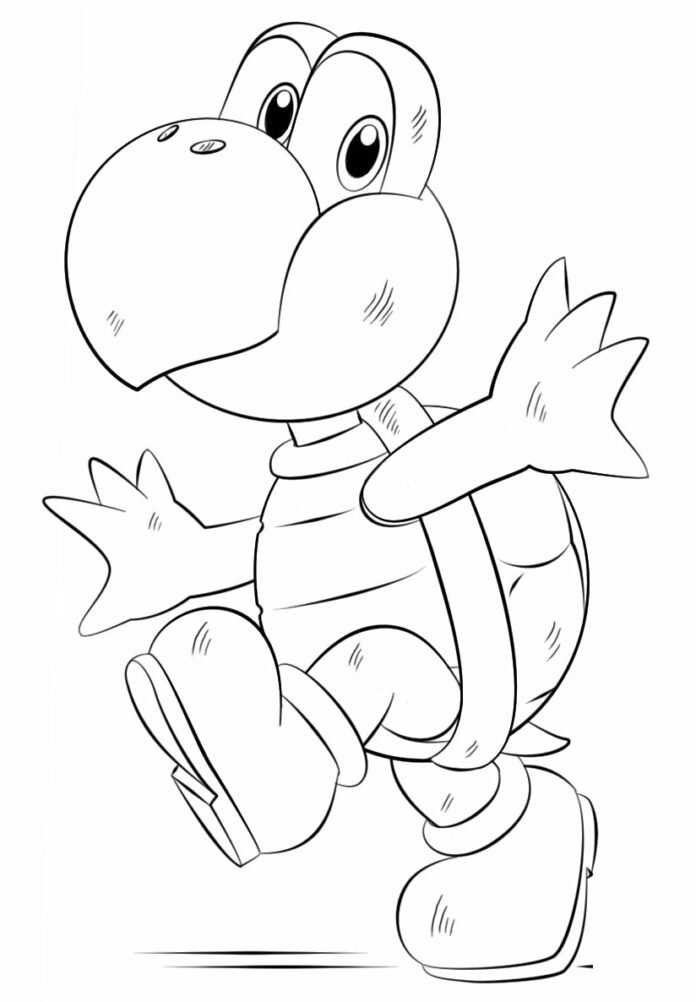 Coloriage de Turtle la tortue de Mario