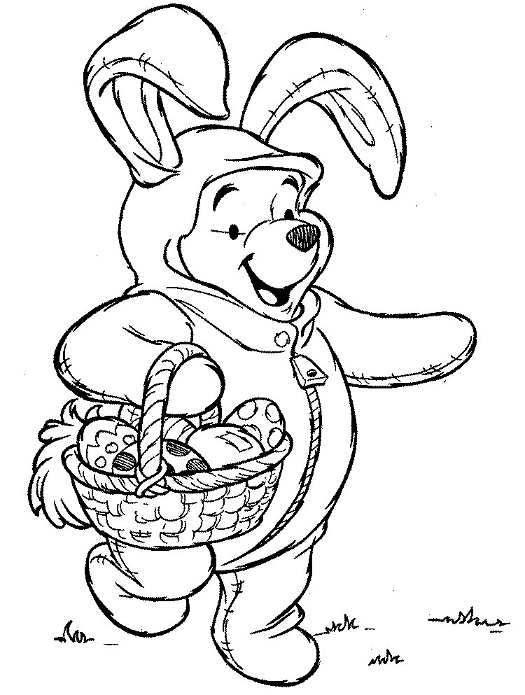Coloriage de Winnie à Pâques