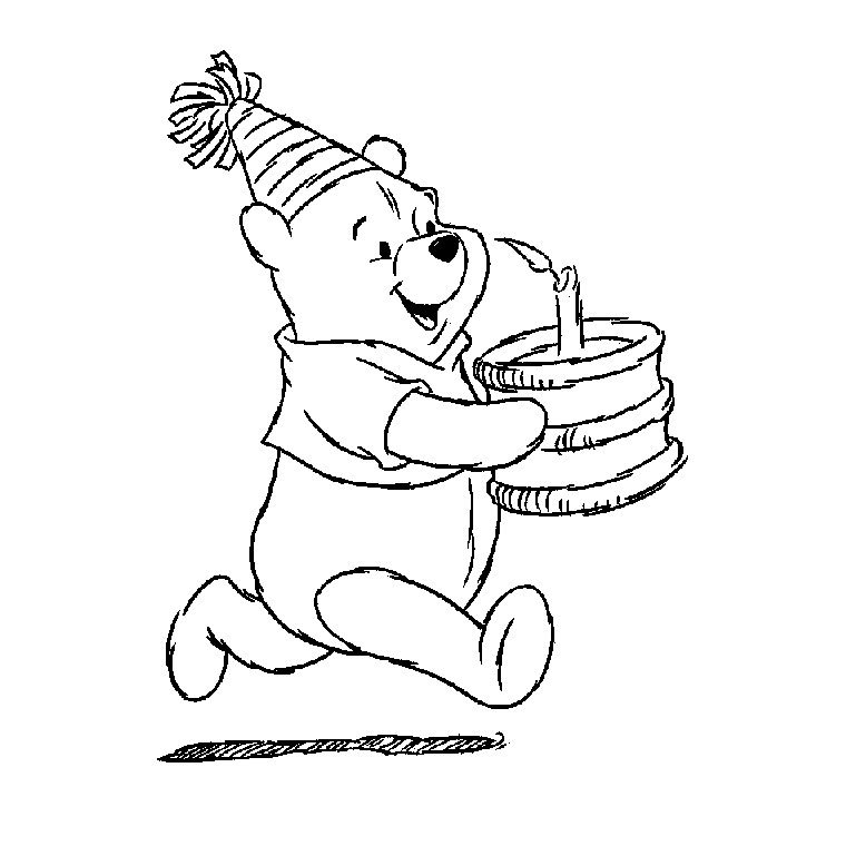 Coloriage de Winnie à un anniversaire