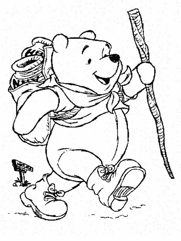 Coloriage de Winnie en randonnée