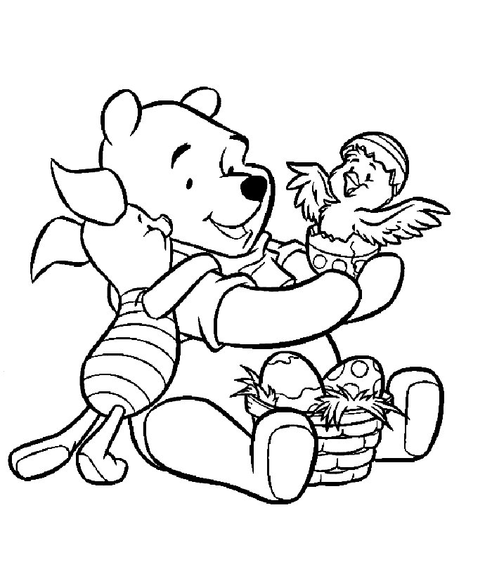 Coloriage de Winnie l'ourson à Pâques