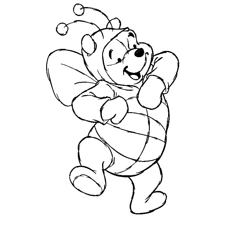 Coloriage de Winnie l'ourson en abeille