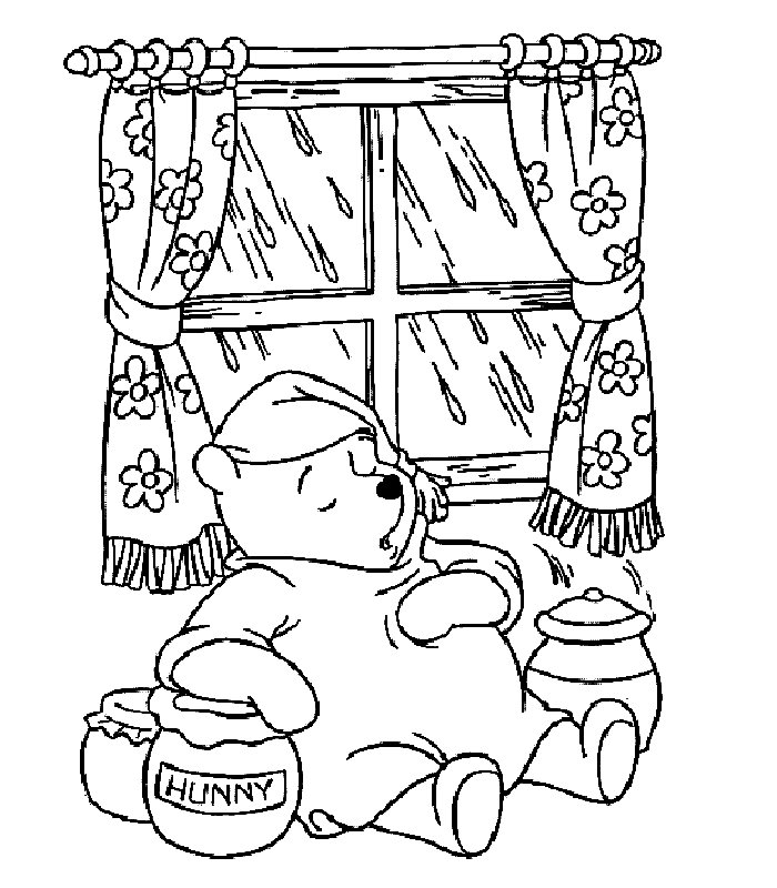 Coloriage de Winnie l'ourson qui dort