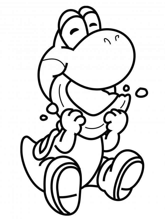 Coloriage de Yoshi qui mange