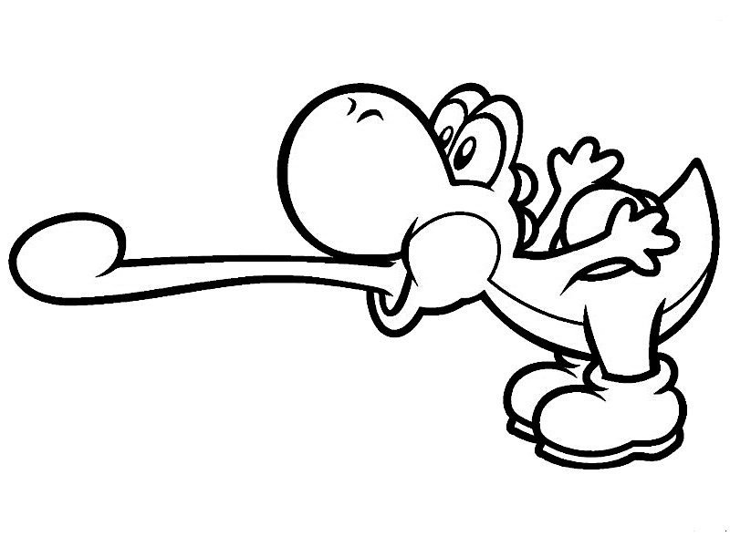 Coloriage de Yoshi qui tire la langue