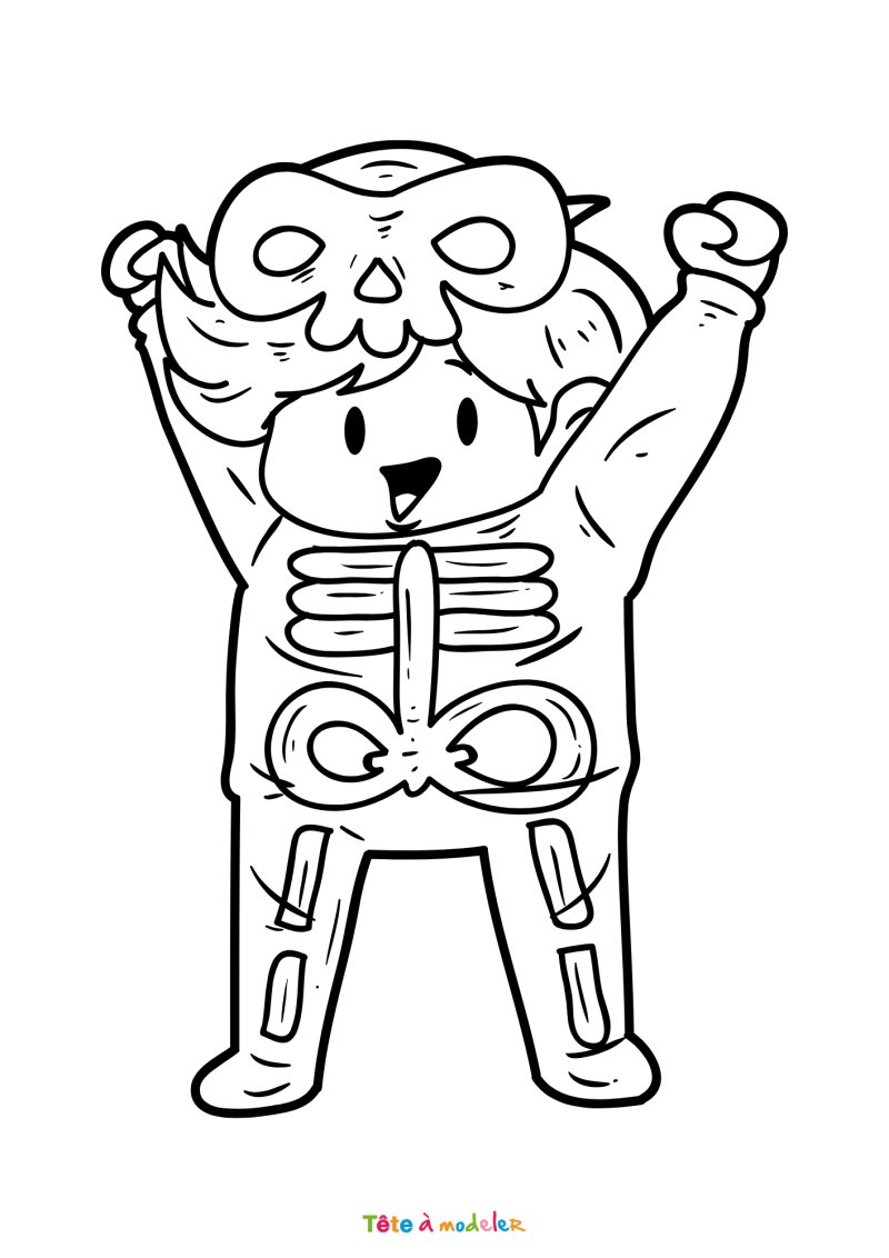 Coloriage déguisement de squelette