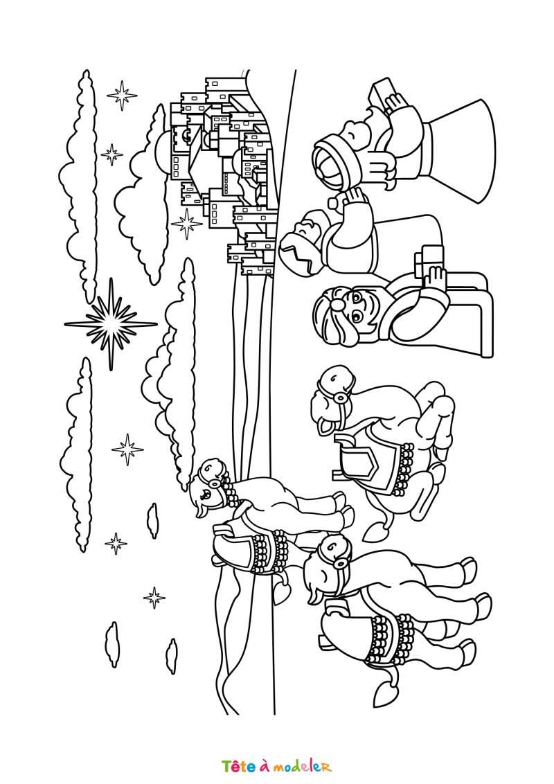 Coloriage des Rois Mages à imprimer