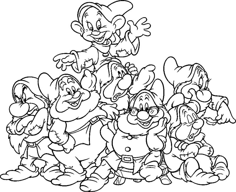 Coloriage des 7 nains