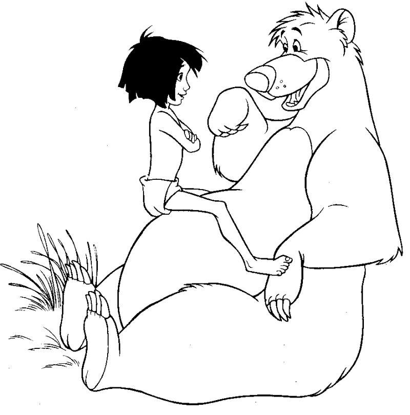 Coloriage des amis Mowgli et Baloo