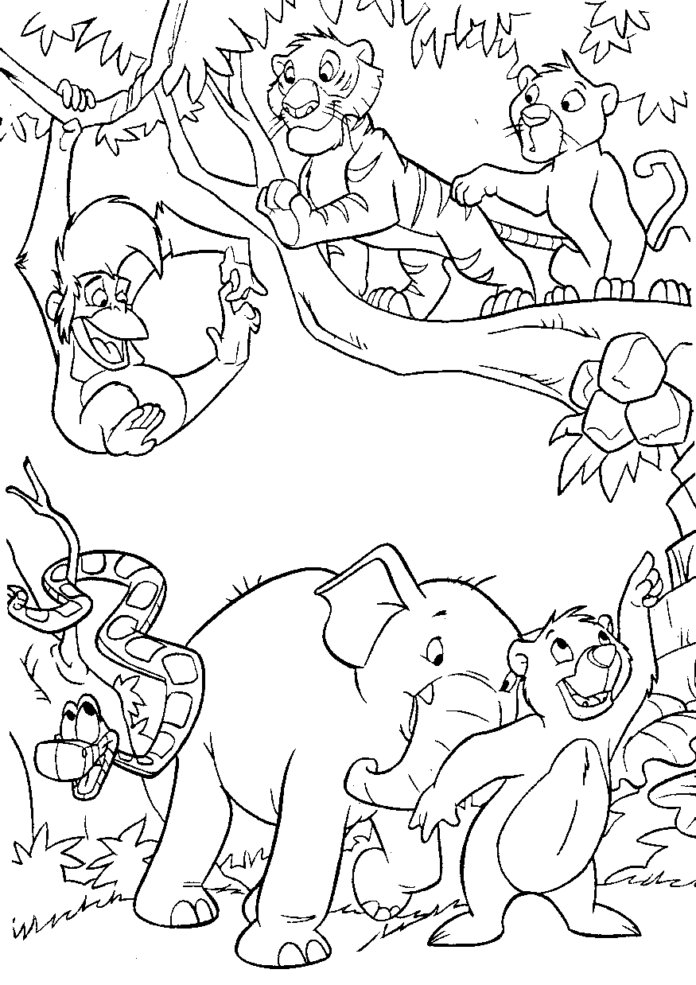 Coloriage des animaux du livre de la jungle