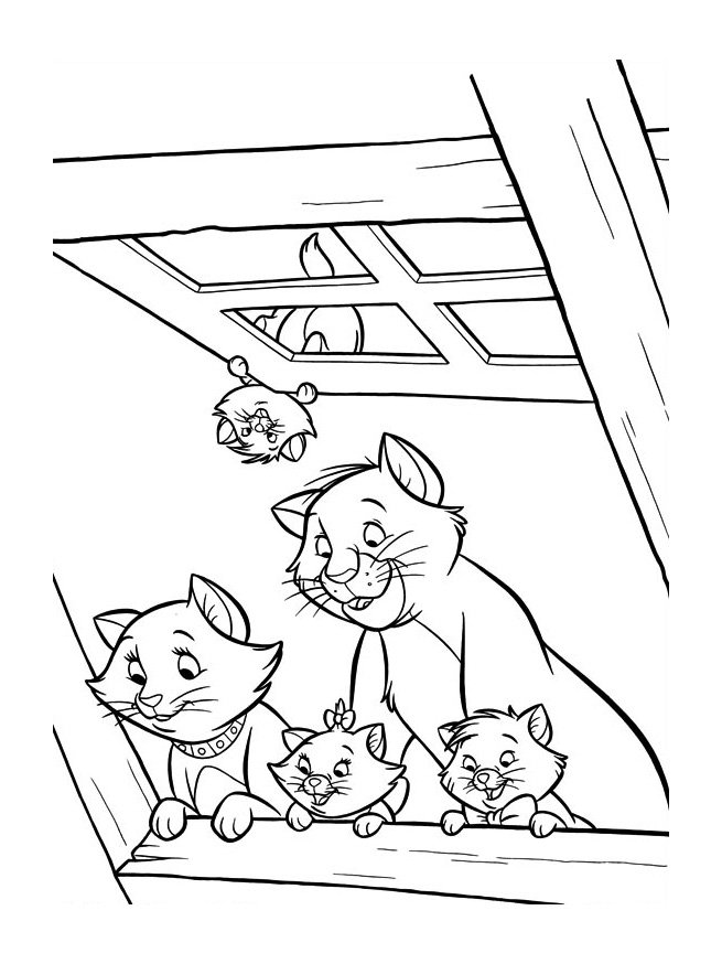 Coloriage des Aristochats au complet