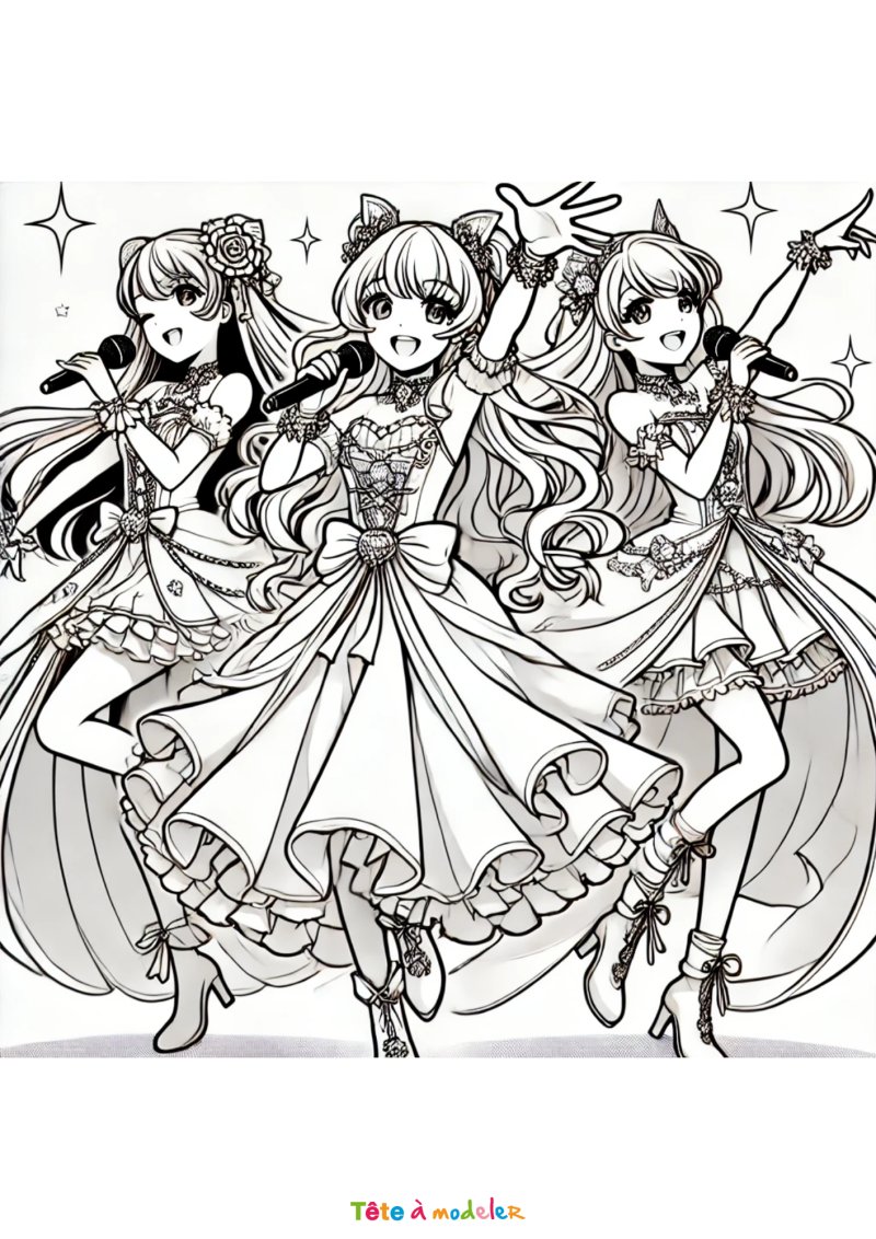 Coloriage des LoliRock qui chantent