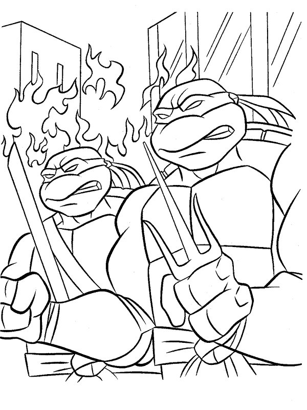 Coloriage des tortues ninja en ville 