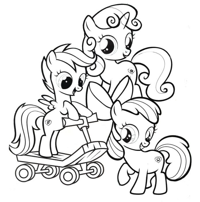 Coloriage des Trois Poneys à imprimer